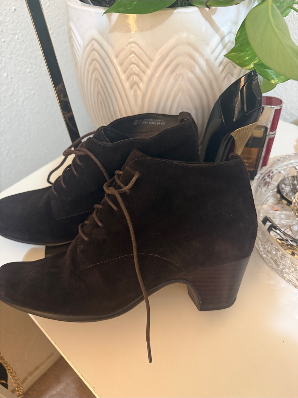 Clark’s   Suede Lace-Up Ankle Boots in Dark Brown